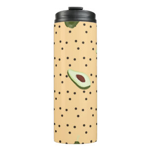 Healthy foods. Seamless avocado pattern, avocado  Thermal Tumbler
