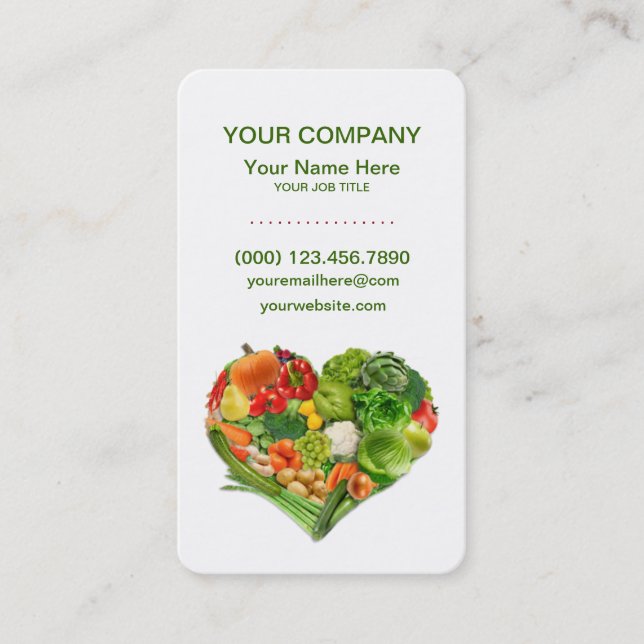 Healthy Fruits and Vegetables Heart Business Business Card (Front)