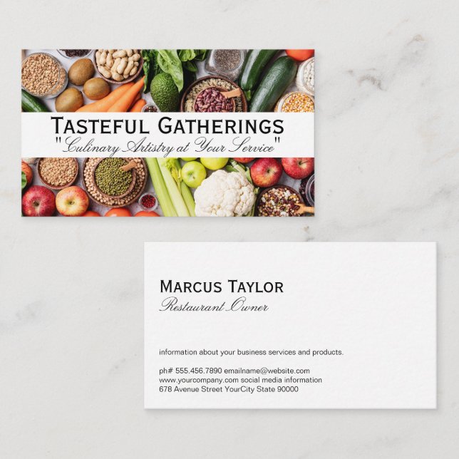 Healthy Fruits Vegetables Background Business Card (Front/Back)