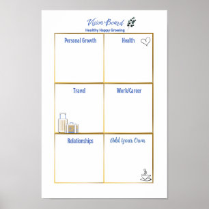 Healthy Happy Growing Vision Board  Poster