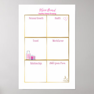 Healthy Happy Inspiring Vision Board  Poster