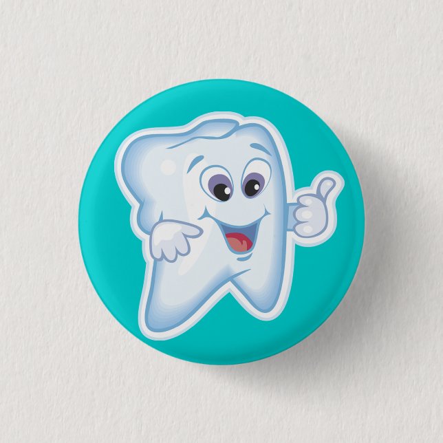 Healthy Happy Tooth 3 Cm Round Badge (Front)