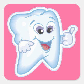 Healthy Happy Tooth Square Sticker