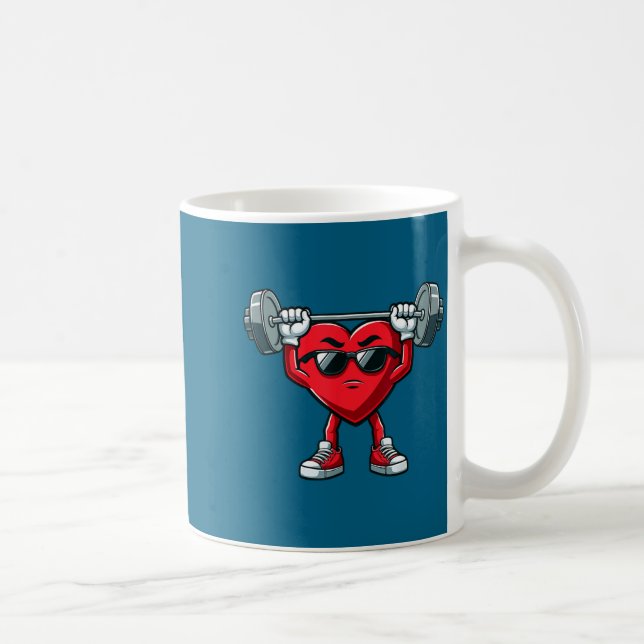 Healthy Heart Heart Disease Awareness Weightliftin Coffee Mug (Right)