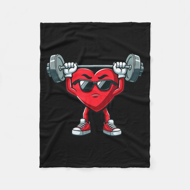 Healthy Heart Heart Disease Awareness Weightliftin Fleece Blanket (Front)