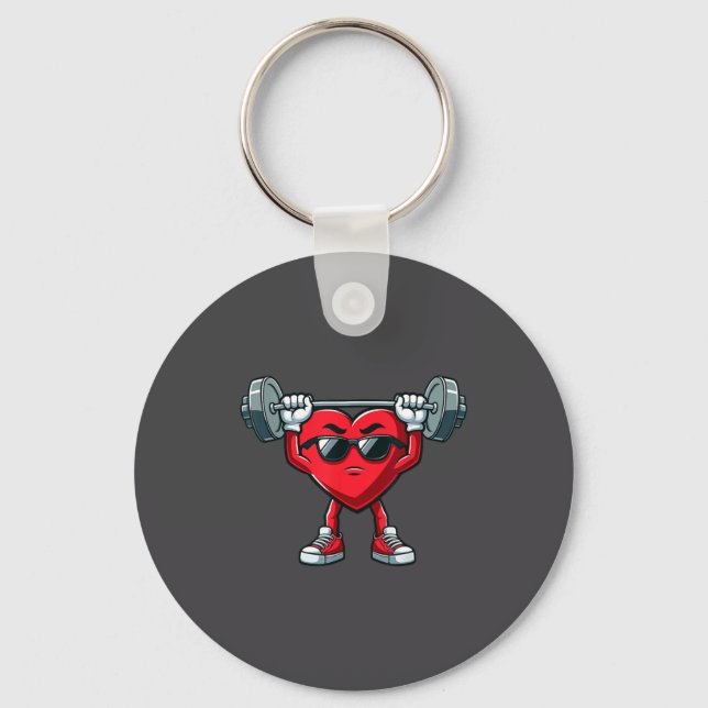 Healthy Heart Heart Disease Awareness Weightliftin Key Ring (Front)