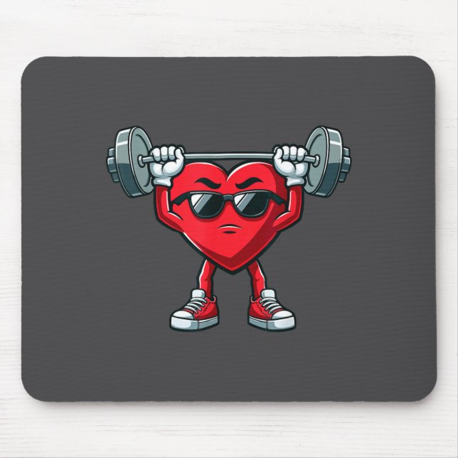 Healthy Heart Heart Disease Awareness Weightliftin Mouse Mat (Front)