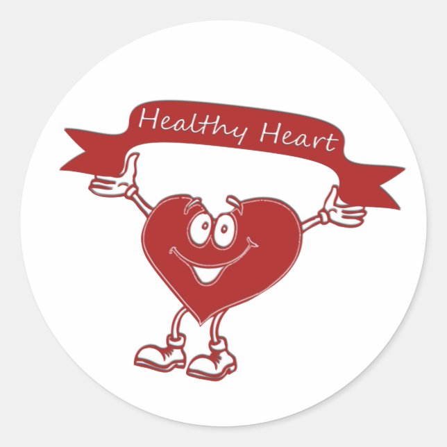 Healthy Heart man  awareness symbol cardiology Classic Round Sticker (Front)