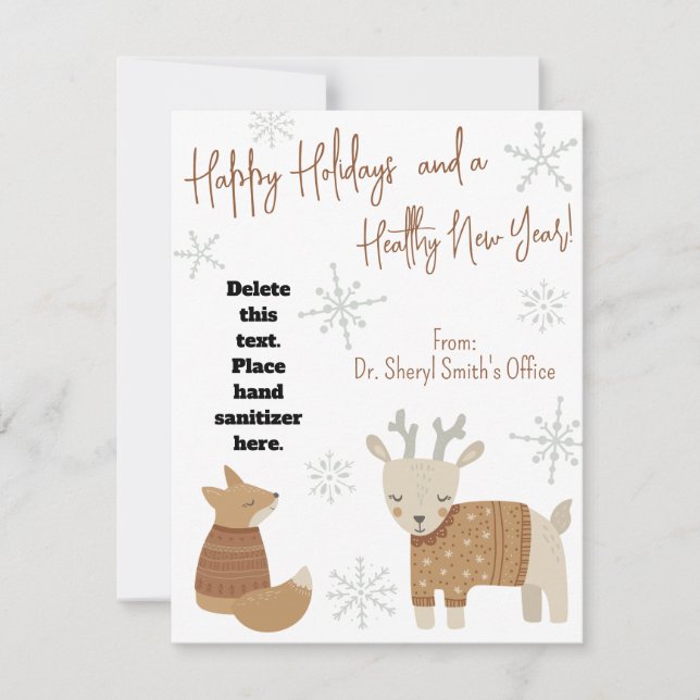 Healthy Holiday Animals Hand Sanitizer Gift Card (Front)
