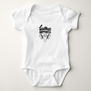 healthy is happiness gym motivation design baby bodysuit