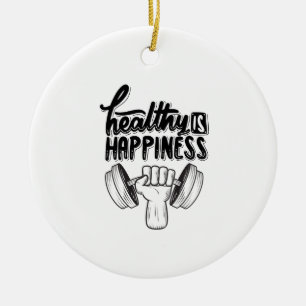 healthy is happiness gym motivation design ceramic tree decoration