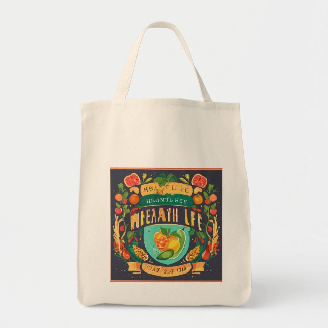 Healthy Life Logo Grocery Tote Bag (Front)