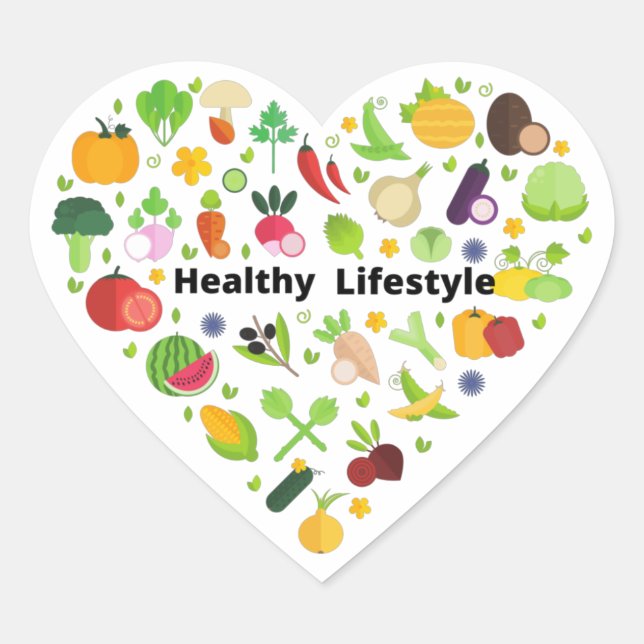 healthy lifestyle choices exercise  heart sticker (Front)