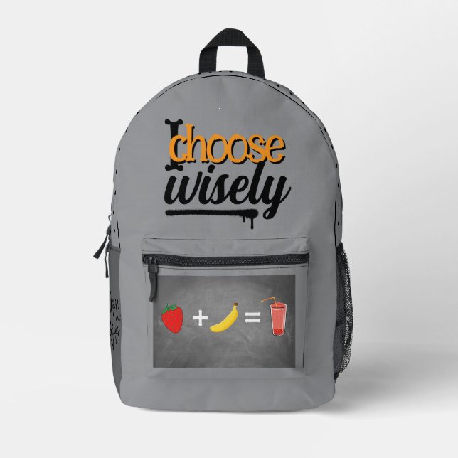 Healthy lifestyle design printed backpack (Front)