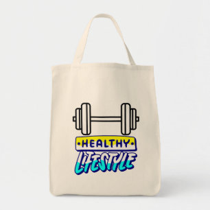 healthy lifestyle motivational design tote bag