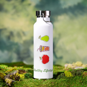 Healthy Living Colourful With Food And Beverage Ar Water Bottle