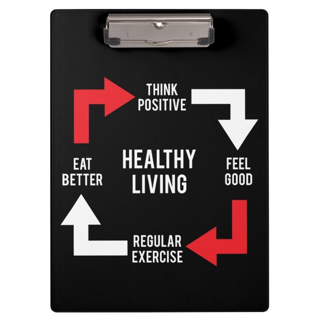 Healthy Living Diagram - Fitness Motivational Clipboard (Front)