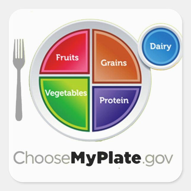 Healthy Meal Planning Choose My Plate Square Sticker (Front)