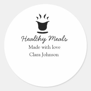 Healthy meals with love add name restaurant place  classic round sticker