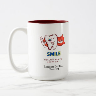 Healthy Mouth, Happy Life Dentist Oral hygiene Two-Tone Coffee Mug
