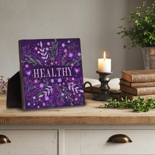 Healthy Purple Inspirational Heart Floral Pretty Plaque