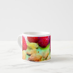 Healthy Red Raspberries and Almonds Watercolor Espresso Cup