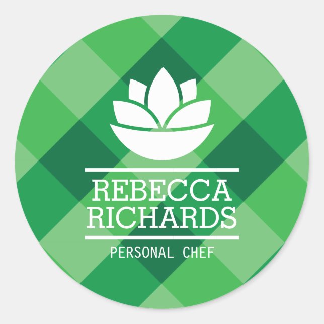 Healthy Salad Vegetables Catering Logo Green Classic Round Sticker (Front)