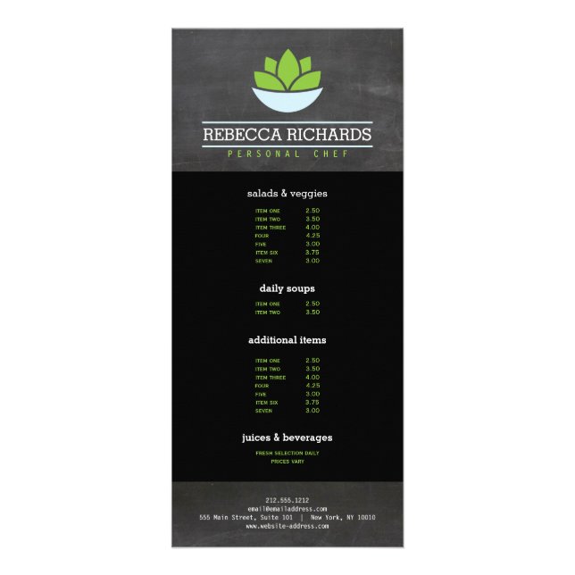 Healthy Salad Vegetables Catering Menu Chalkboard (Front)