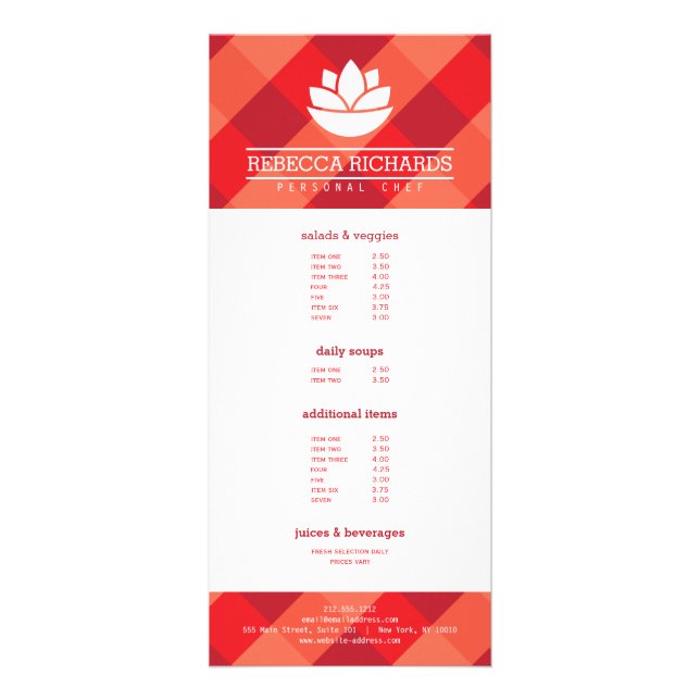 Healthy Salad Vegetables Catering Menu Red (Front)