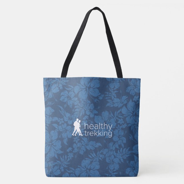 Healthy Trekking Hawaiian Hibiscus Navy Beach Bag (Front)