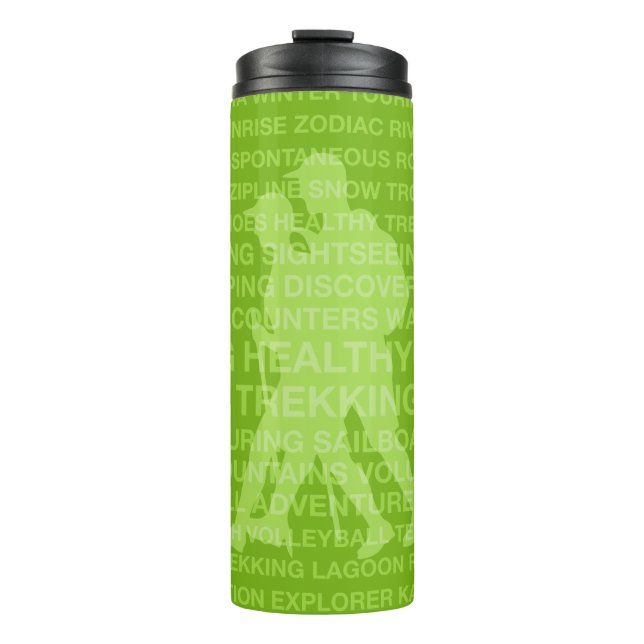 Healthy Trekking Lime Green Travel Thermal Tumbler (Front)