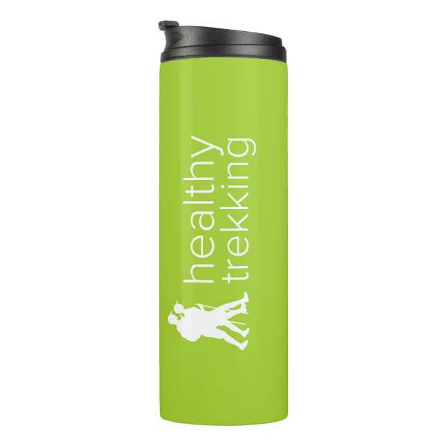 Healthy Trekking Logo Lime Green Travel Thermal Tumbler (Rotated Right)