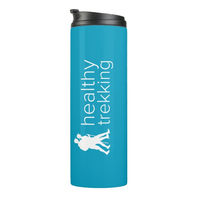 Healthy Trekking Logo Teal Blue Travel Thermal Tumbler (Rotated Right)