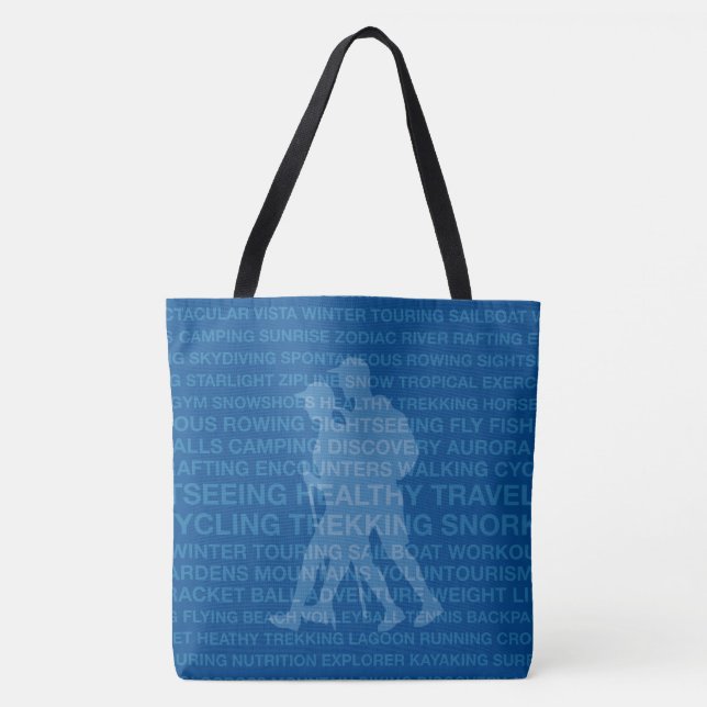 Healthy Trekking Royal Blue Words Beach Bag (Front)