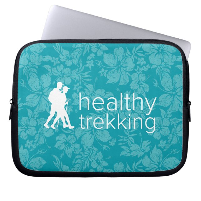 Healthy Trekking Turq Hibiscus Logo Wet Suit Laptop Sleeve (Front)