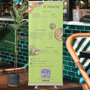 Healthy Vegan Restaurant Food Menu Modern Green    Retractable Banner