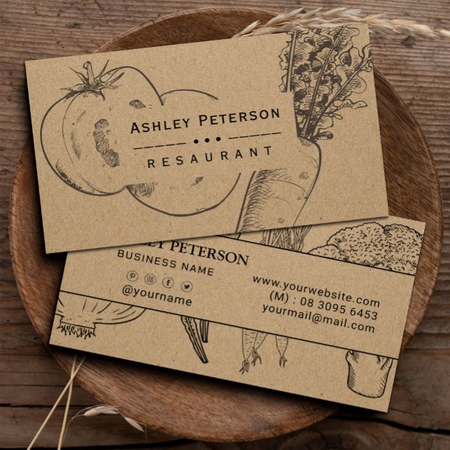 Healthy vegetable garden & craft paper   business card (our vegetable garden business card on craft paper is perfect for nature-inspired brands #healthy)