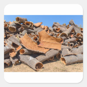 Heap of cork tree bark as raw material.JPG Square Sticker