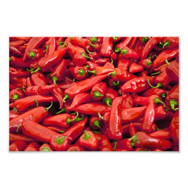 Heap Of Ripe Big Red Peppers Photo Print (Front)