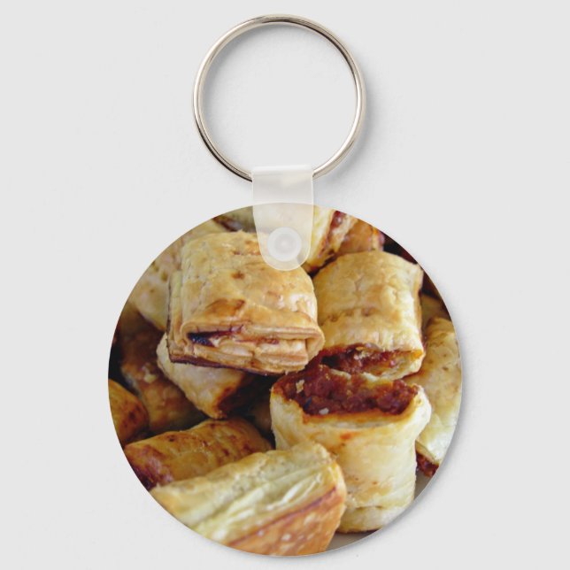Heaps of sausage rolls key ring (Front)