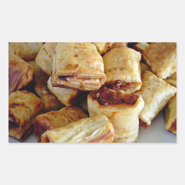 Heaps of sausage rolls rectangular sticker (Front)
