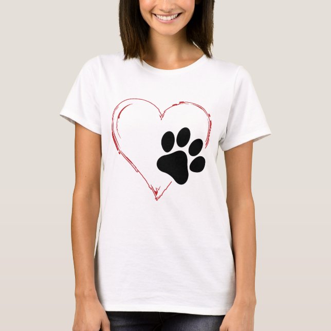 Hear Dog Paw. I love dogs T-Shirt (Front)