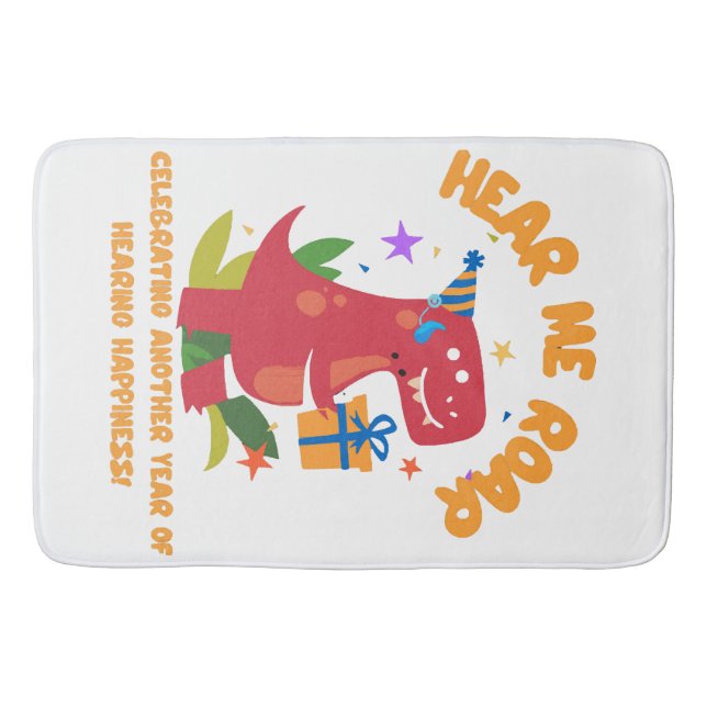 Hear me roar  Cochlear Implant  Hearing Birthday Bath Mat (Front)