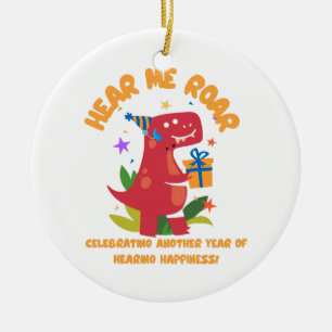 Hear me roar  Cochlear Implant  Hearing Birthday Ceramic Tree Decoration
