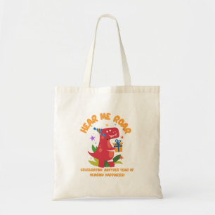 Hear me roar Cochlear Implant Hearing Birthday Tote Bag