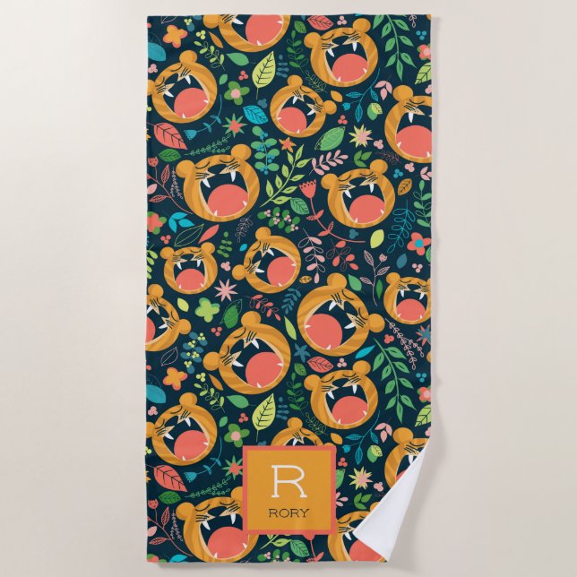 Hear Me Roar Tiger Jungle Personalised Beach Towel (Front)