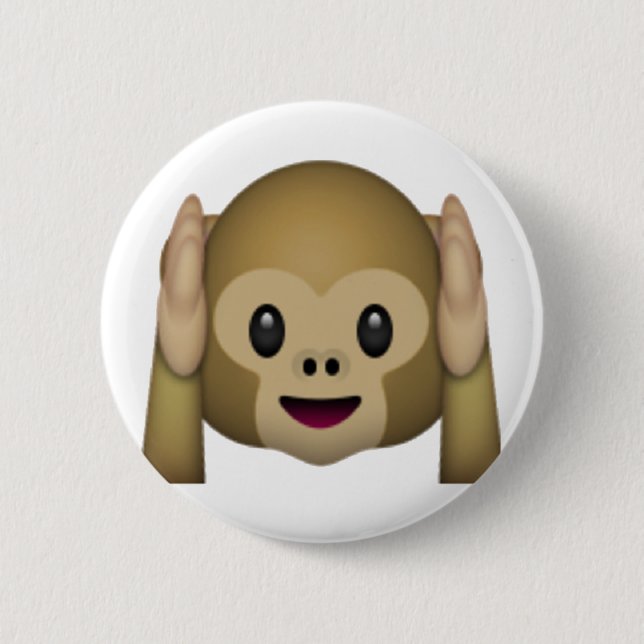 Hear No Evil Monkey - Emoji 6 Cm Round Badge (Front)