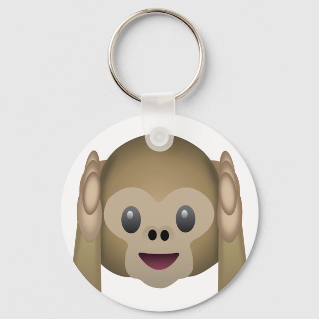Hear No Evil Monkey Emoji Key Ring (Front)