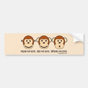 Hear No Evil Monkeys Bumper Sticker
