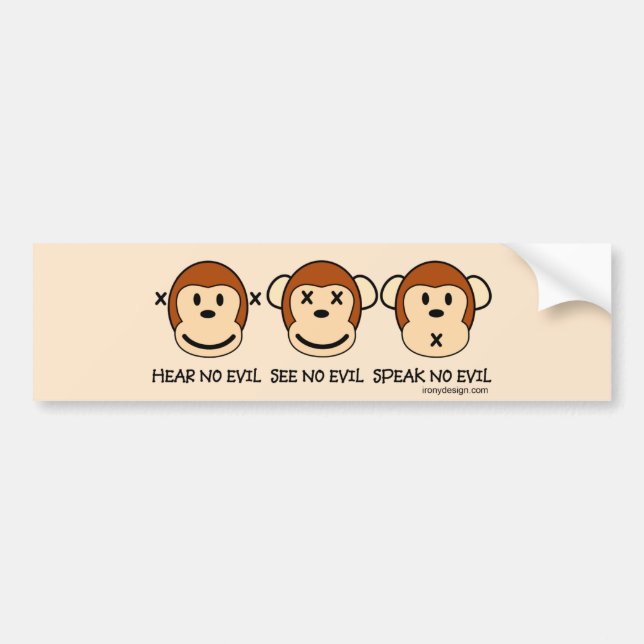 Hear No Evil Monkeys Bumper Sticker (Front)